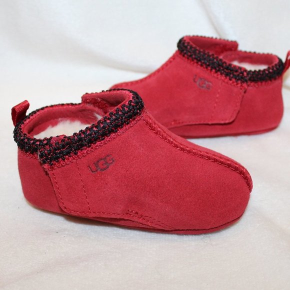 NIB‎ UGG TASMAN RED SUEDE SHEARLING INFANT BOOTS BOOTIES - Picture 1 of 6